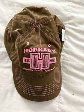 Women's Brown Cap with Pink Stitching
